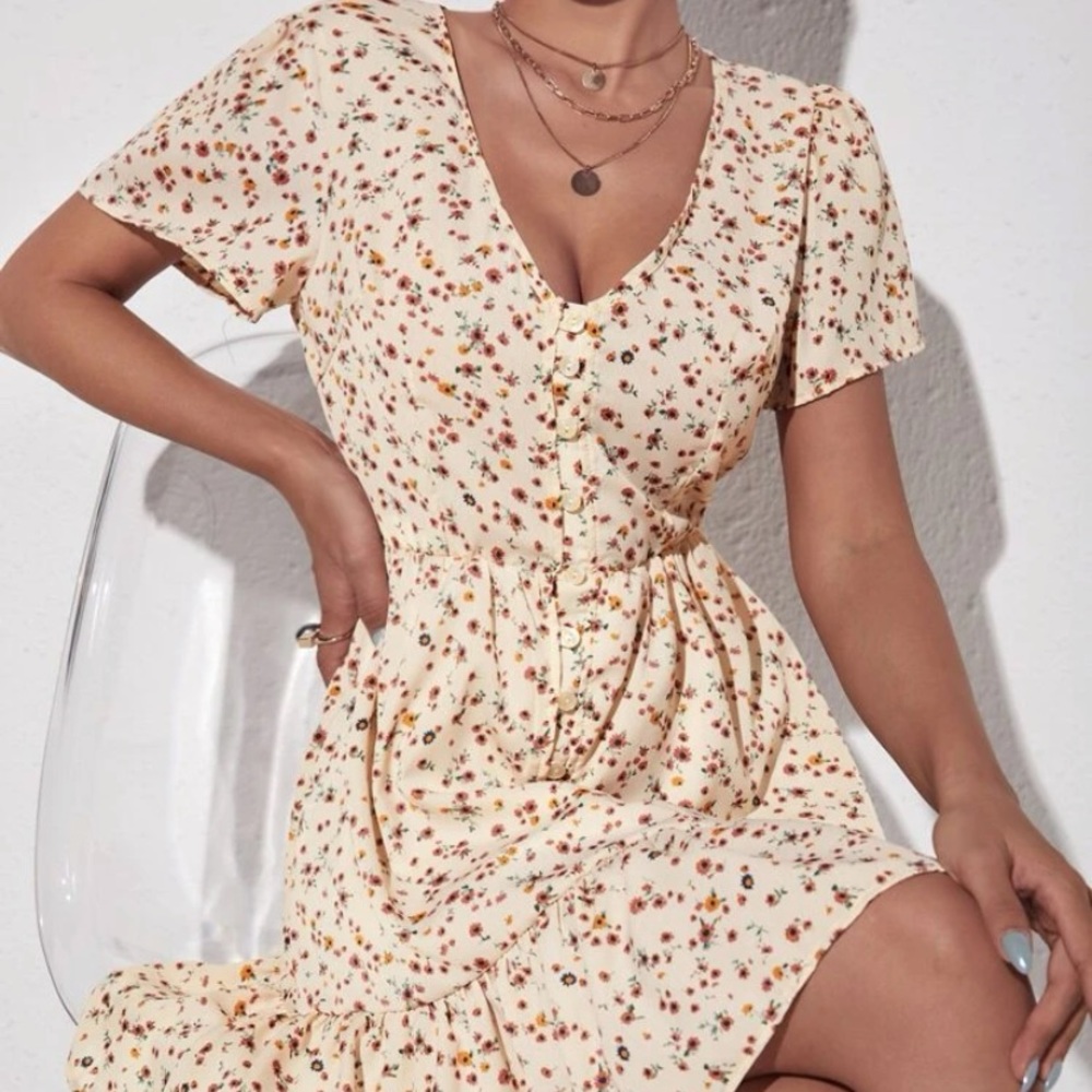SHEIN Floral print ruffle dress